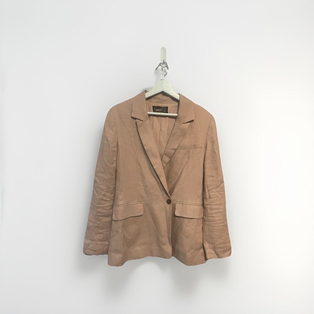 Reformation Blazer Relaxed Fit Oversized Linen‎ Women Medium Tan Khaki